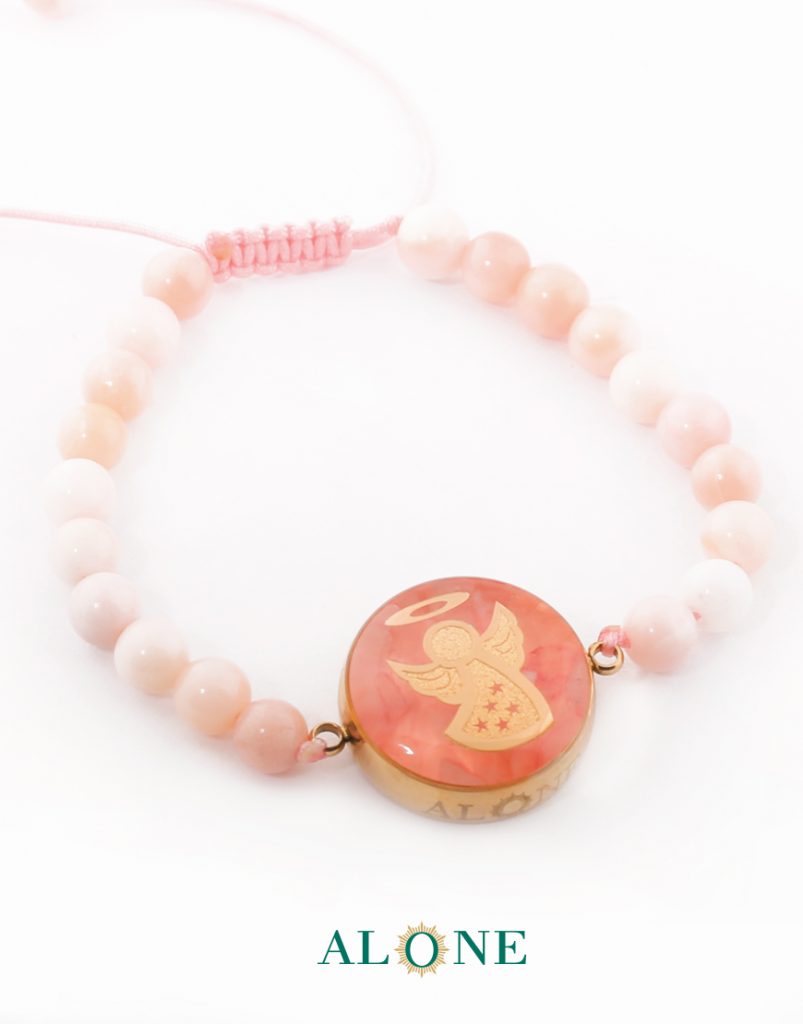 دستبند کوچک بافت اوپال صورتی فرشته