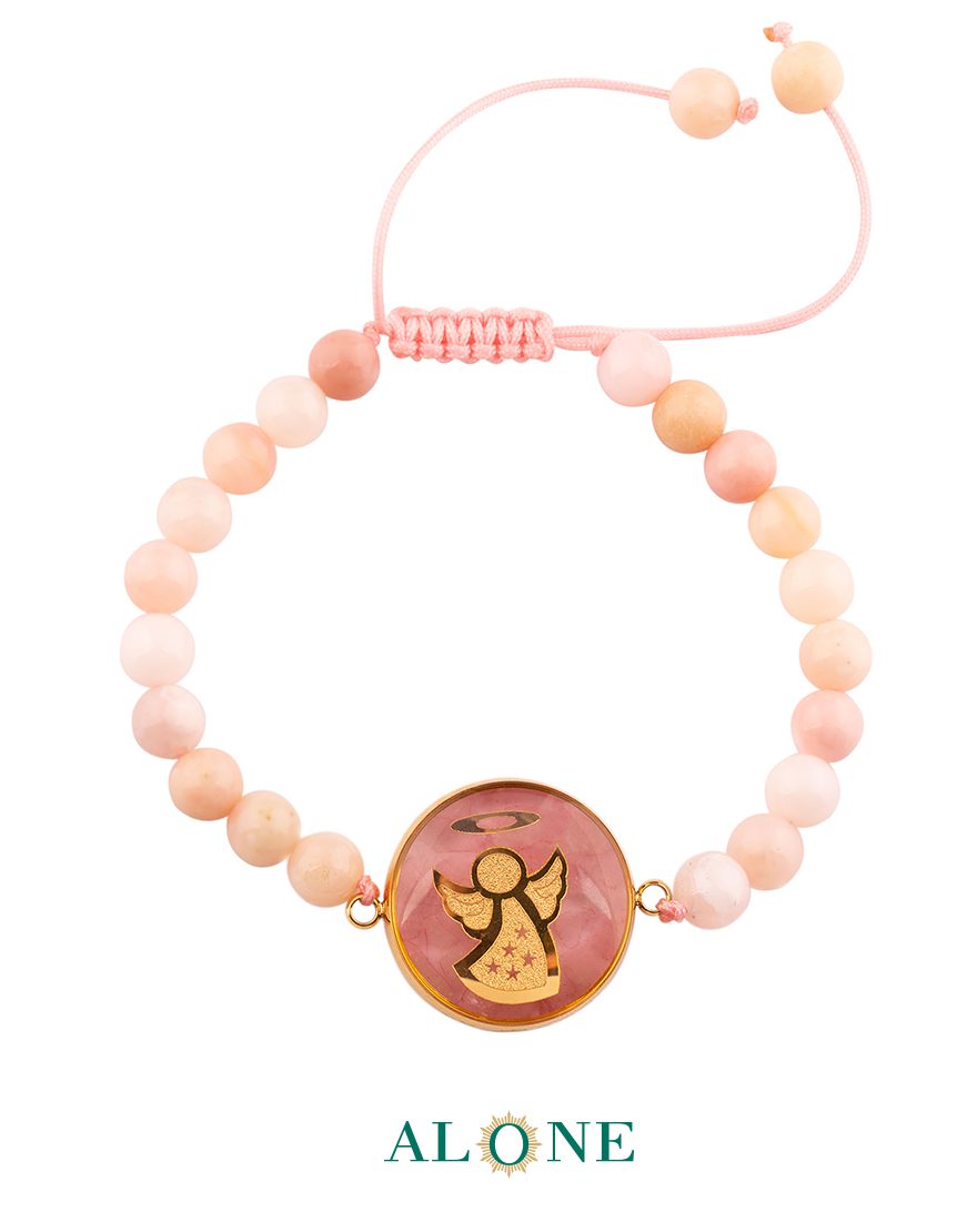 دستبند کوچک بافت اوپال صورتی فرشته - Image 4