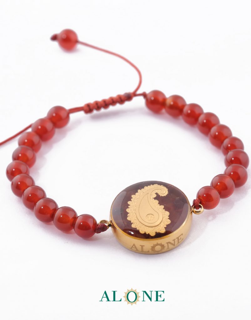 دستبند کوچک بافت عقیق بته جقه