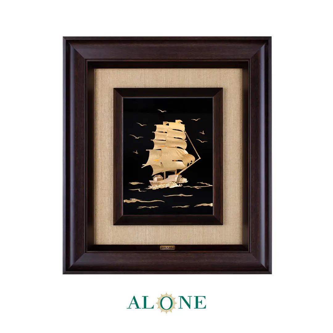 تابلو کشتی عمودی و موج قهوه ای 46*52