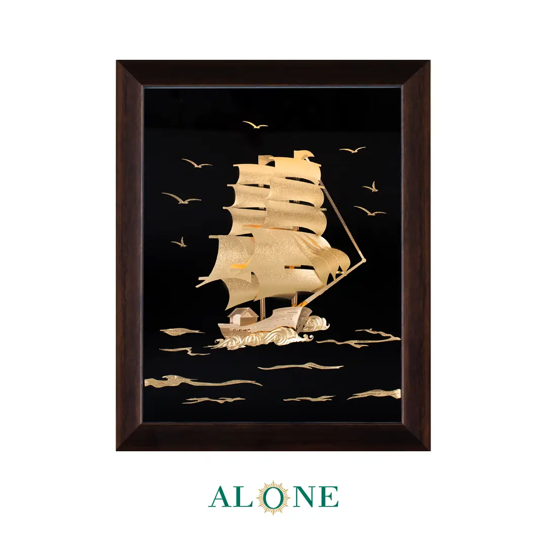تابلو کشتی عمودی و موج قهوه ای 46*52 - Image 2