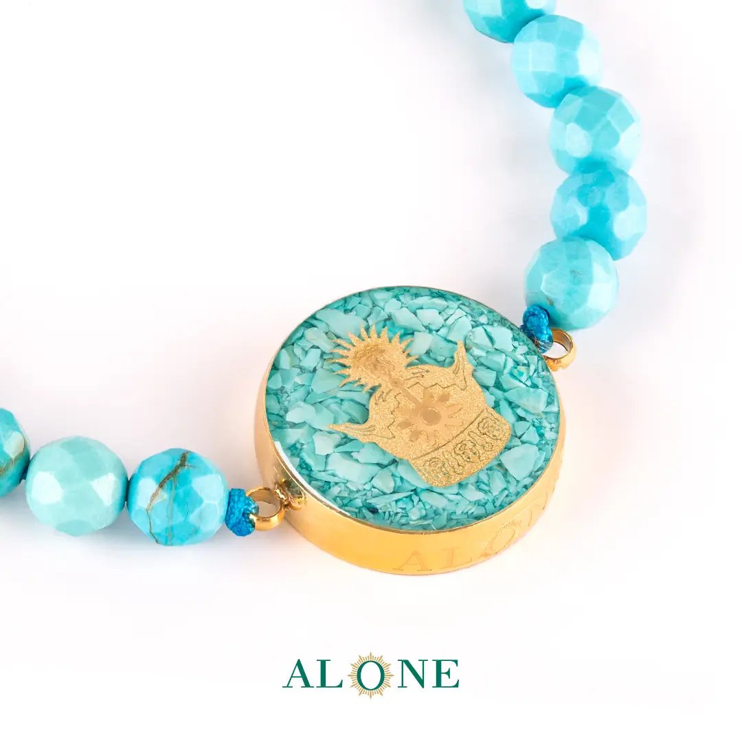 دستبند کوچک بافت فیروزه تاج - Image 2