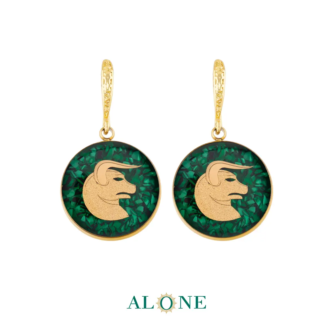 گوشواره گرد مالاکیت اردیبهشت