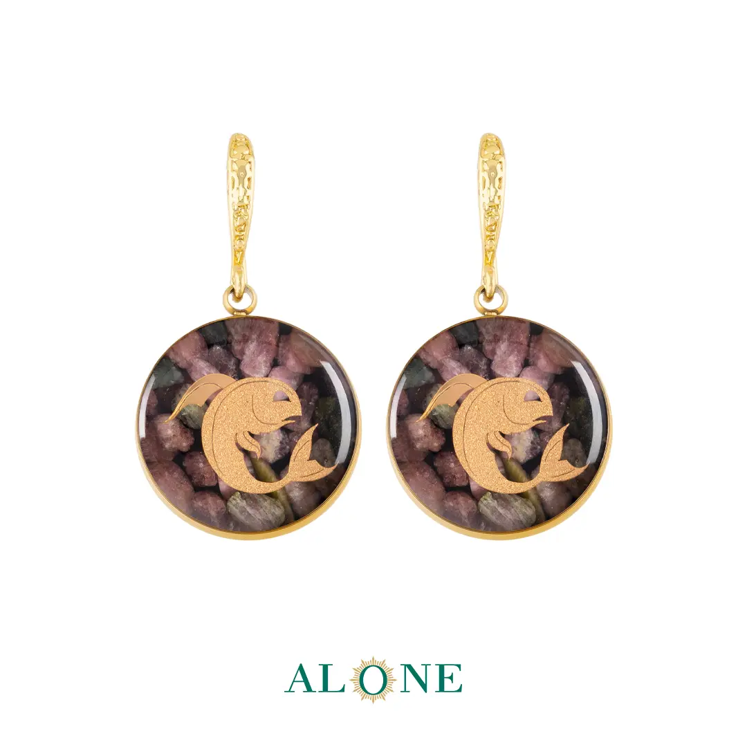 گوشواره گرد تورمالین اسفند