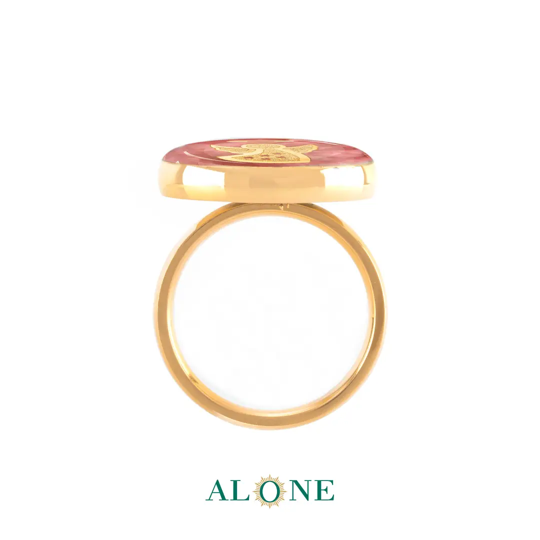 انگشتر گرد اوپال صورتی فرشته - Image 2