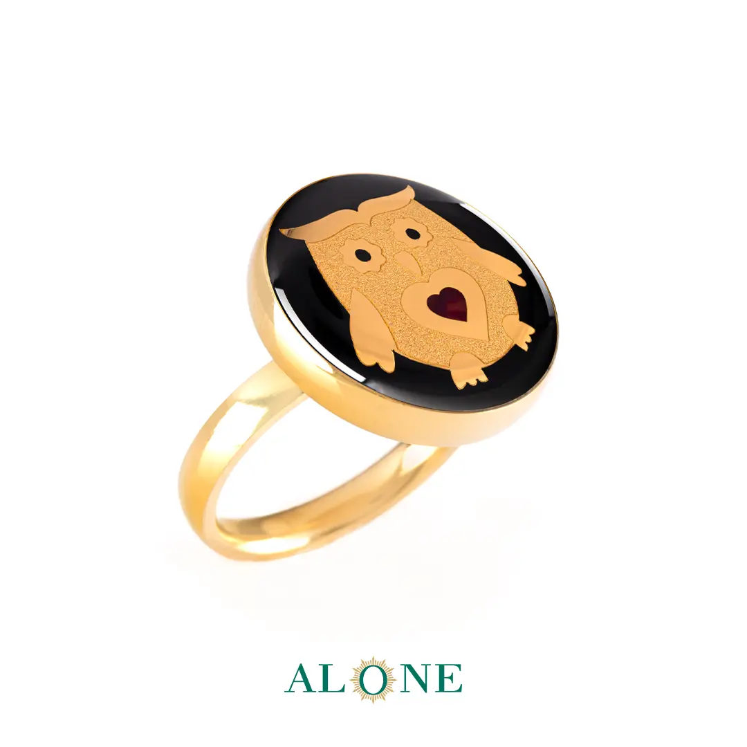 انگشتر گرد تایگر رنگی جغد