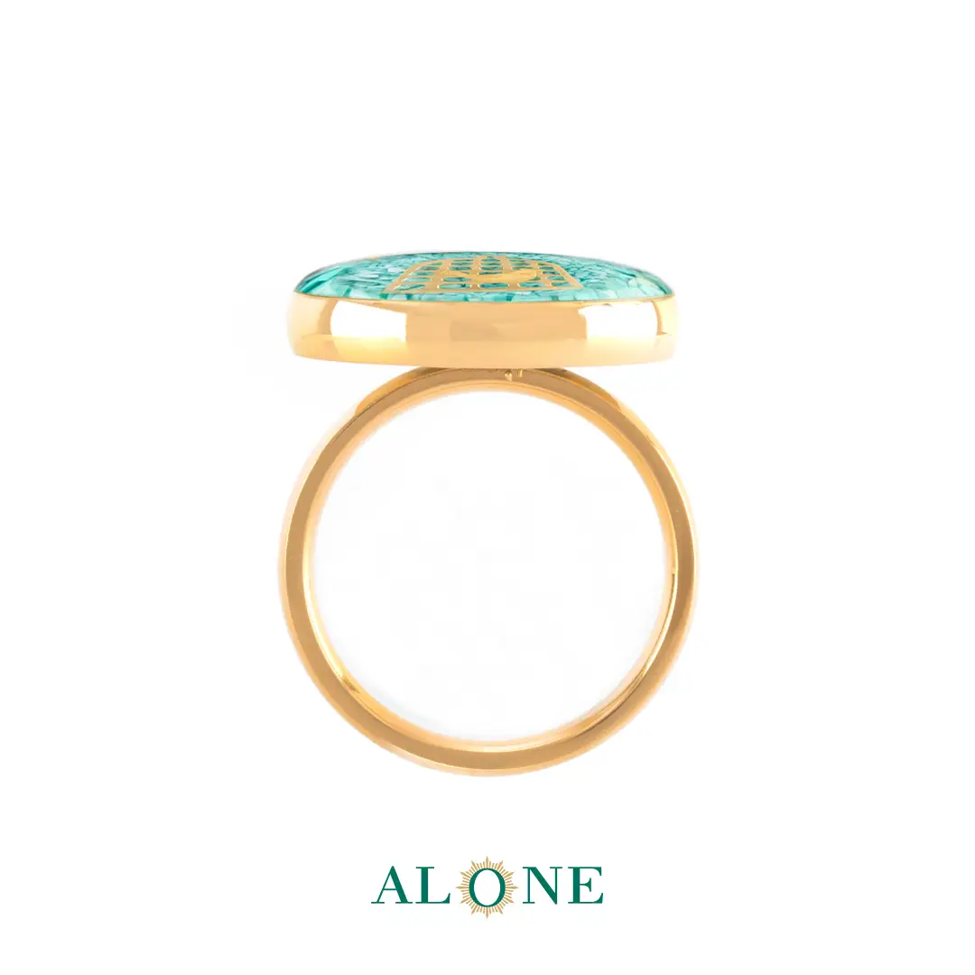 انگشتر گرد فیروزه مرغ آمین - Image 2