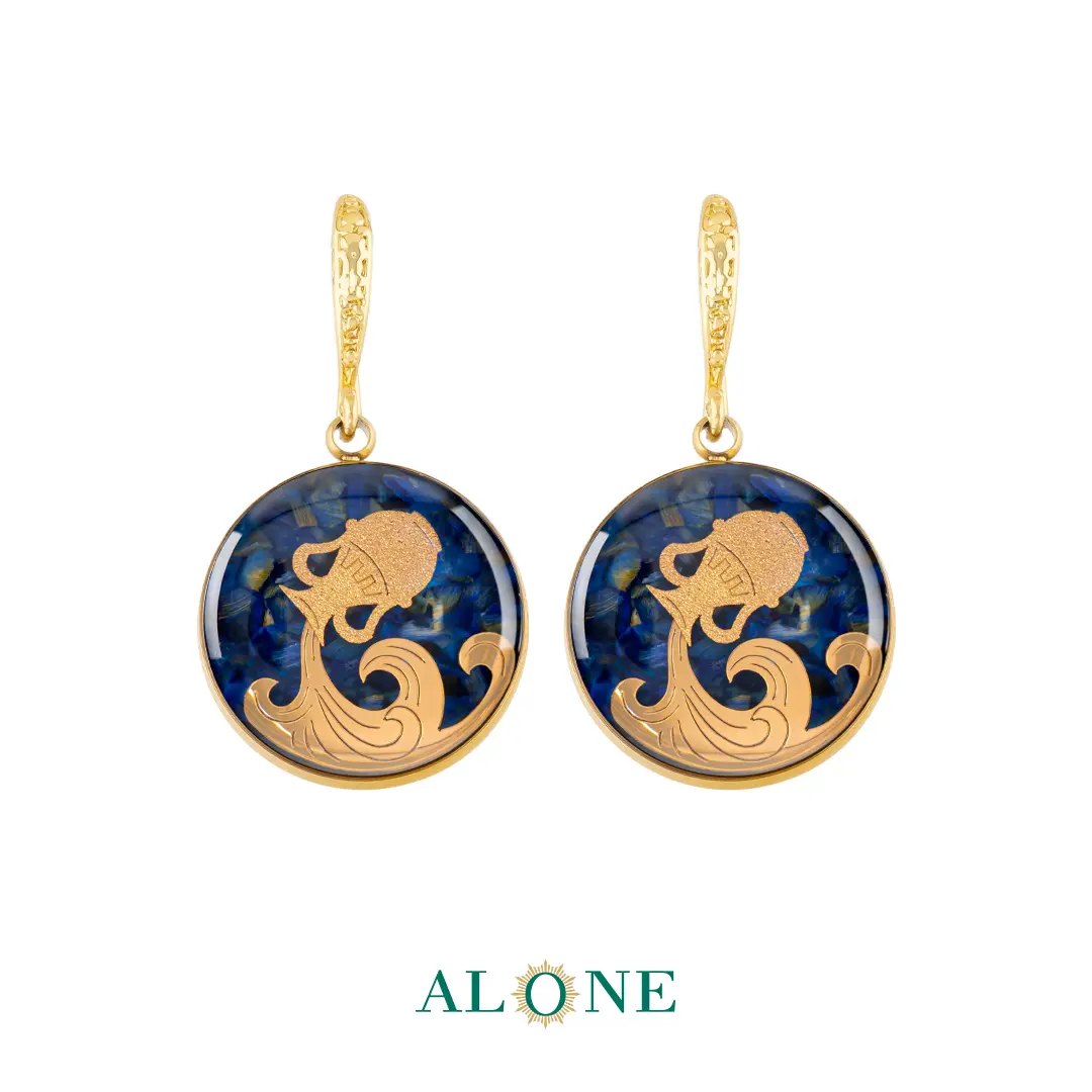 گوشواره گرد تایگر سرمه ای بهمن