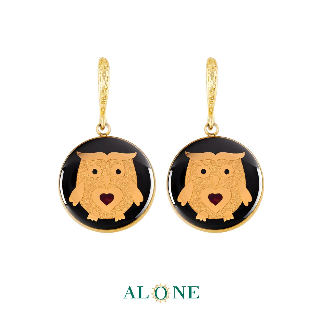 گوشواره گرد تایگر رنگی جغد