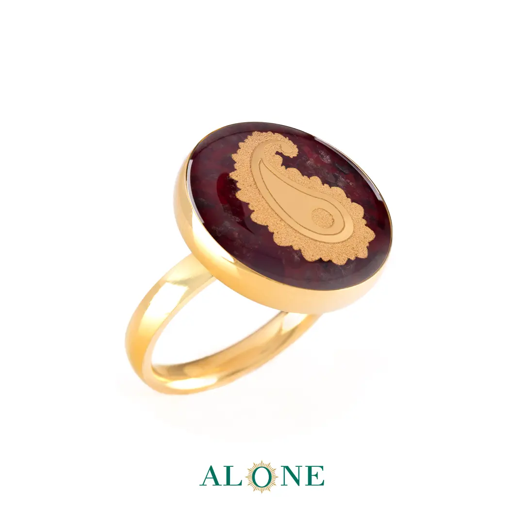 انگشتر گرد عقیق بته جقه