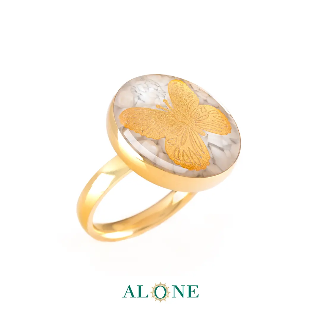 انگشتر گرد صدف پروانه