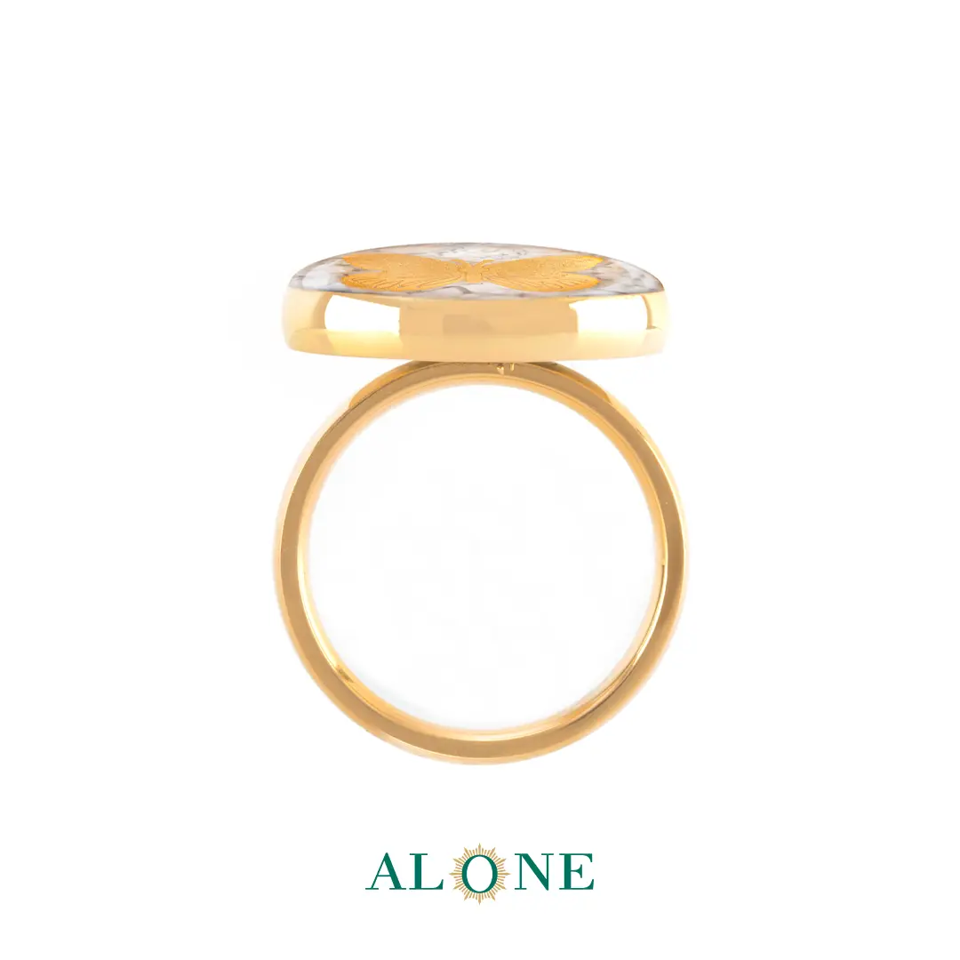 انگشتر گرد صدف پروانه - Image 2