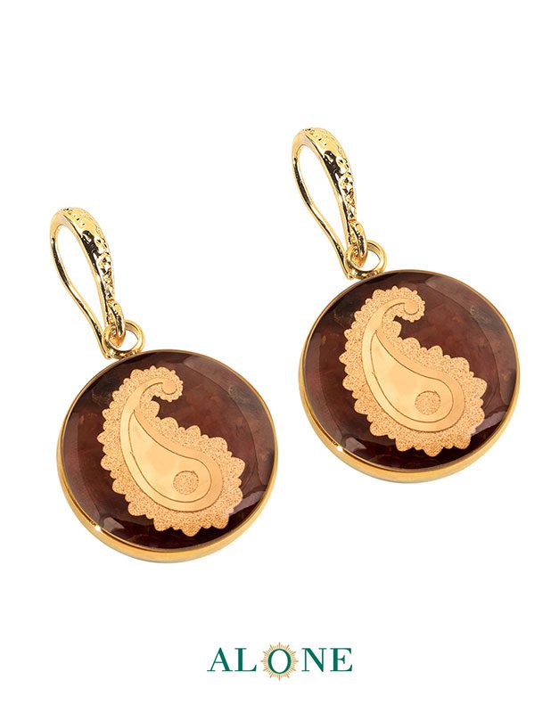 گوشواره گرد عقیق بته جقه - Image 2