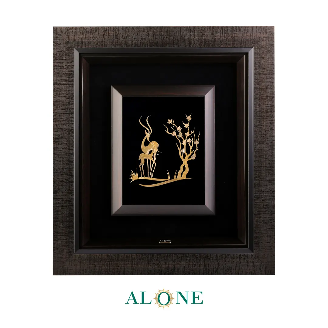 تابلو دو غزال قهوه ای 41*46