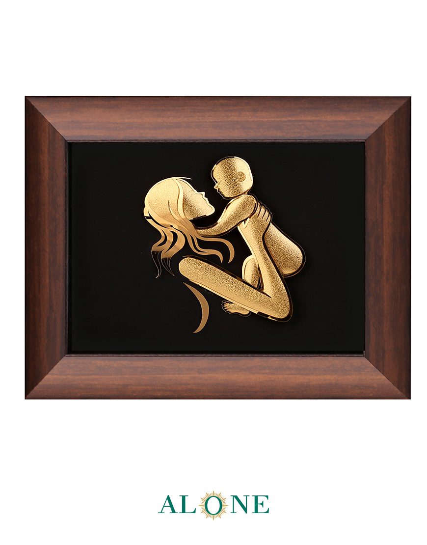 تابلو مادر و کودک قهوه ای 31*36 - Image 2