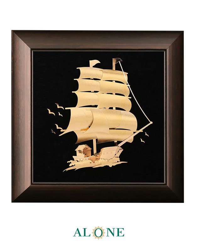 تابلو کشتی چند بادبان شماره 1 قهوه ای 36*36 - Image 2