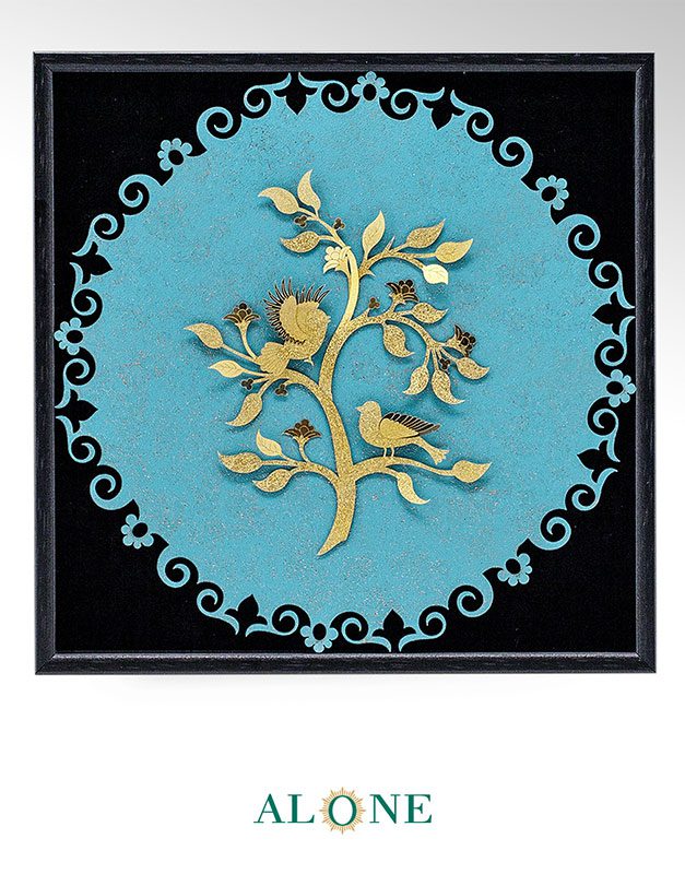 تابلو دو بلبل فیروزه مشکی - Image 2