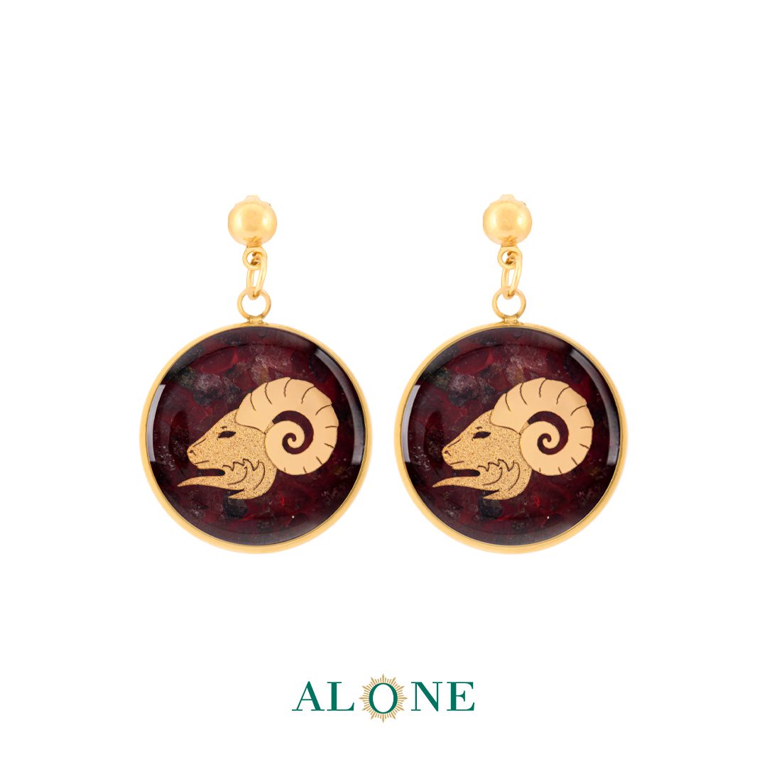 گوشواره گرد گارنت فروردین