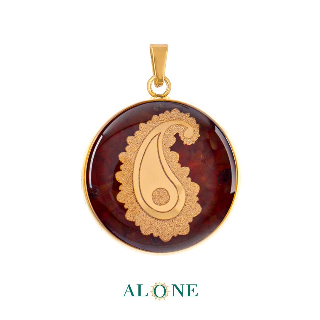 آویز بزرگ گرد عقیق بته جقه