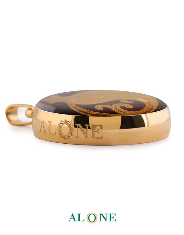 آویز بزرگ گرد عقیق صورتی انار - Image 3