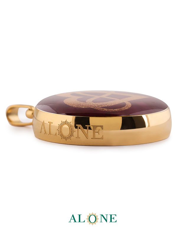 آویز بزرگ گرد عقیق صورتی قلب و بینهایت - Image 3