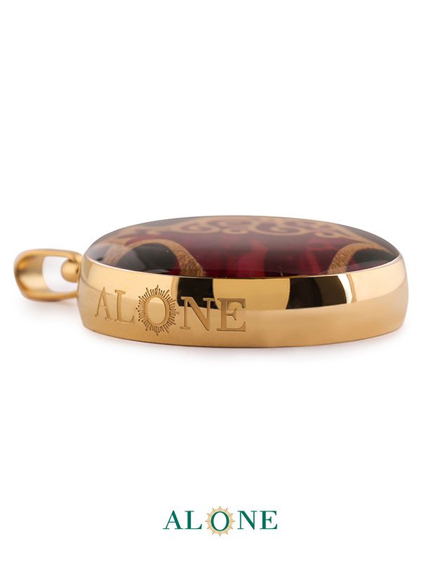 آویز بزرگ گرد عقیق صورتی نار - Image 3