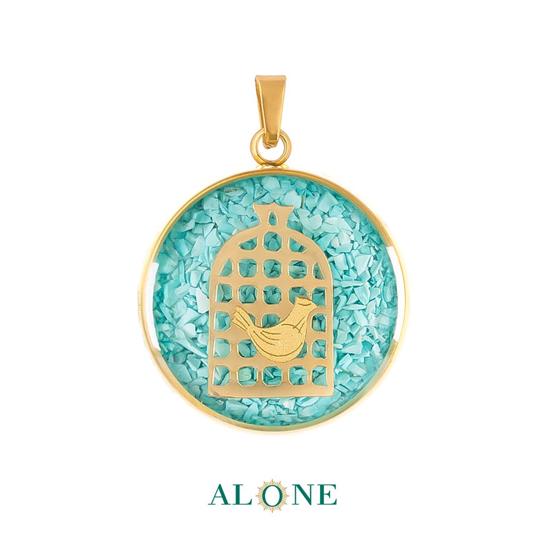 آویز بزرگ گرد فیروزه مرغ آمین