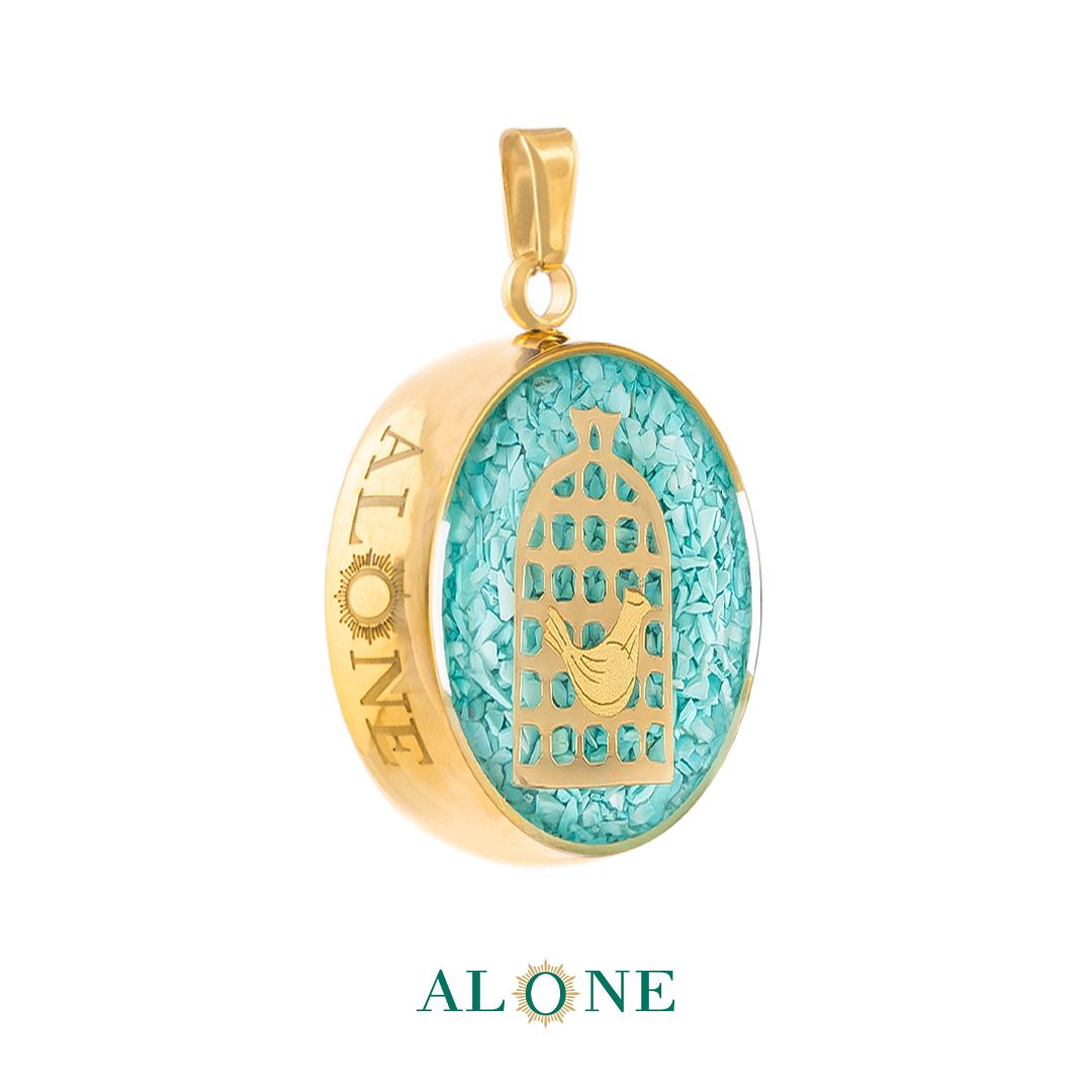 آویز بزرگ گرد فیروزه مرغ آمین - Image 2