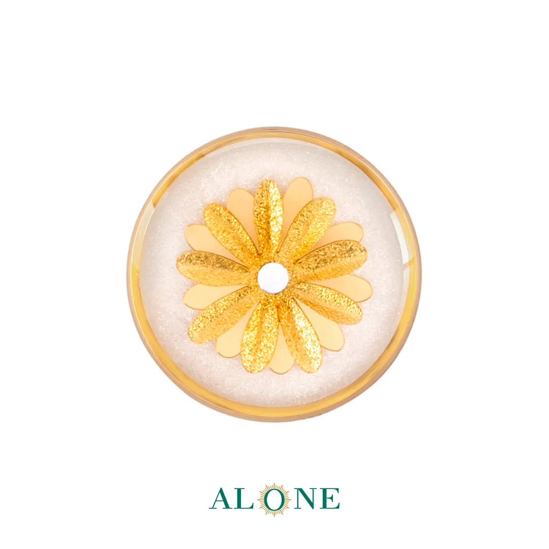 پلاک دستبند چرم زنانه گرد سایز 20 صدفی بابونه