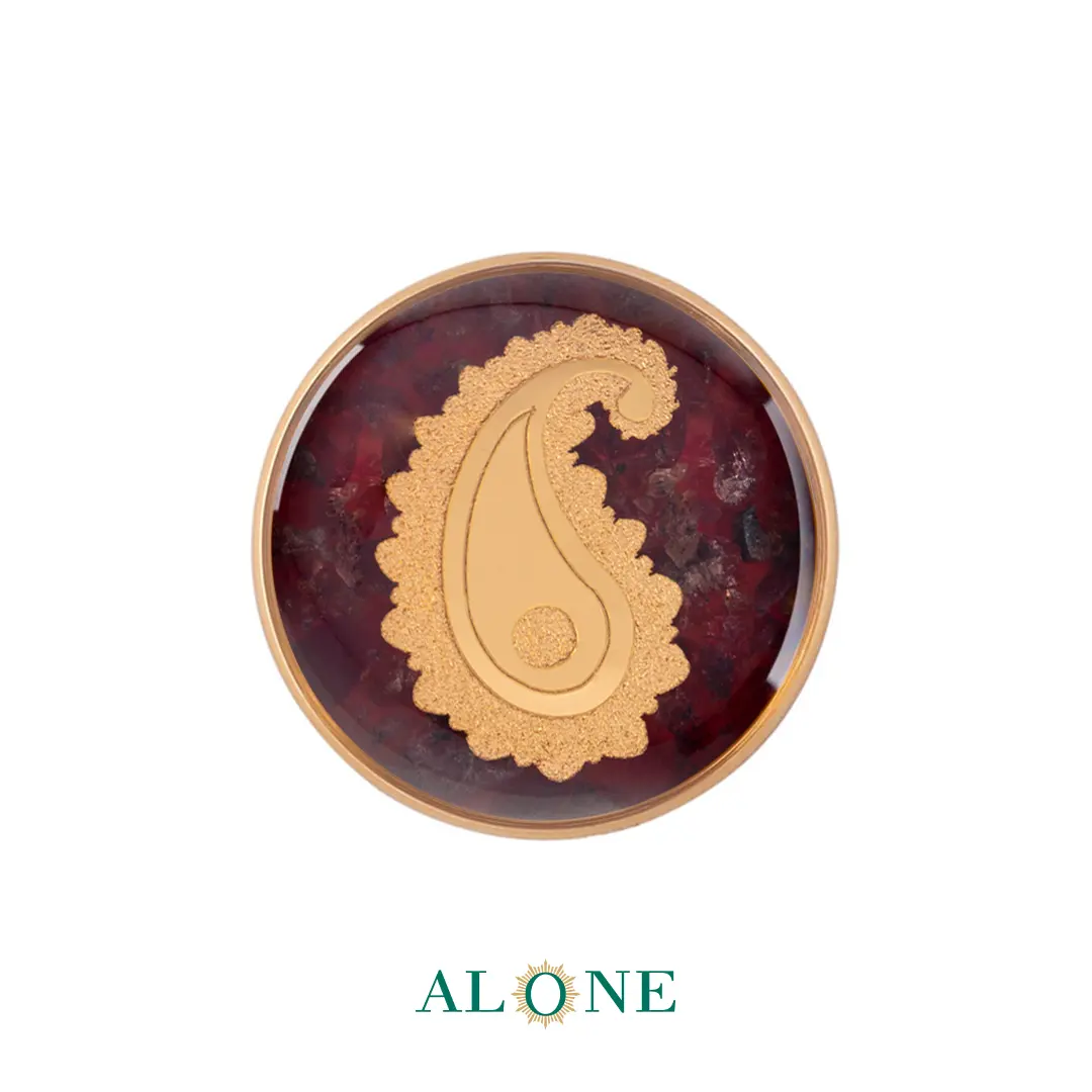 پلاک دستبند چرم زنانه گرد سایز 20 عقیق بته جقه