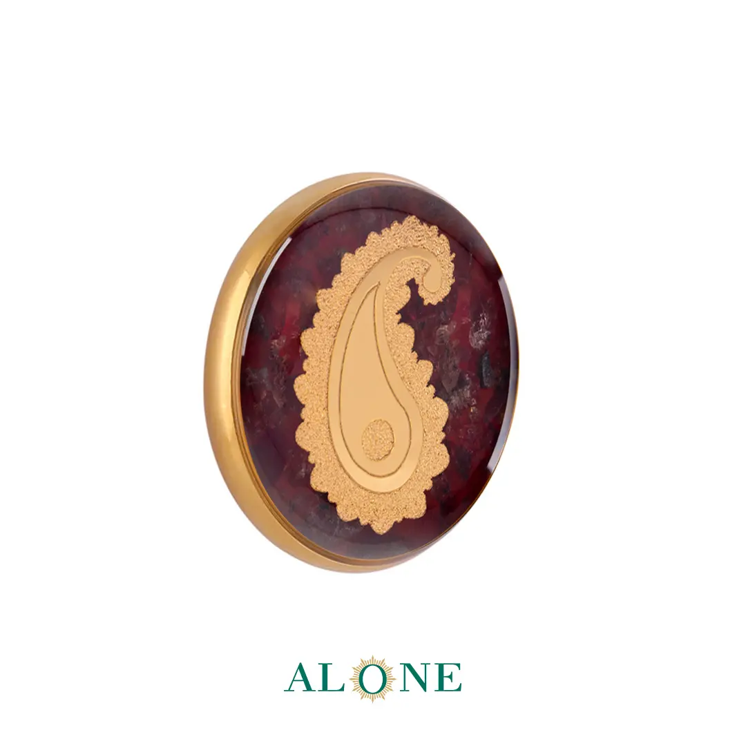 پلاک دستبند چرم زنانه گرد سایز 20 عقیق بته جقه - Image 2