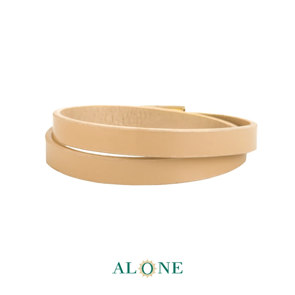 بند مچ چرم دو دور کرم مات-براق 14-70-2068