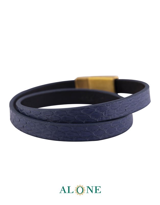 بند مچ چرم دو دور آبی-مشكي 5-10-2068