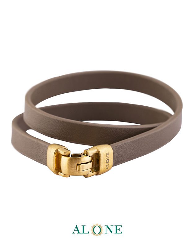 بند مچ چرم دو دور خاكي 4-6-2066 - Image 2