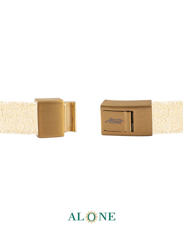 بند مچ چرم دو دور پوست ماهی زرد 13-2068 - Image 3