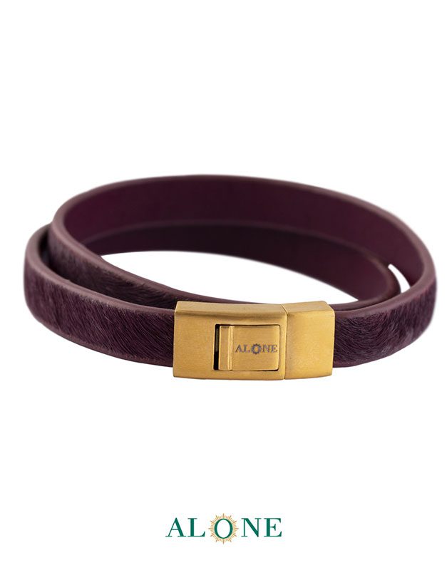 بند مچ چرم دو دور زرشكي 19-2070