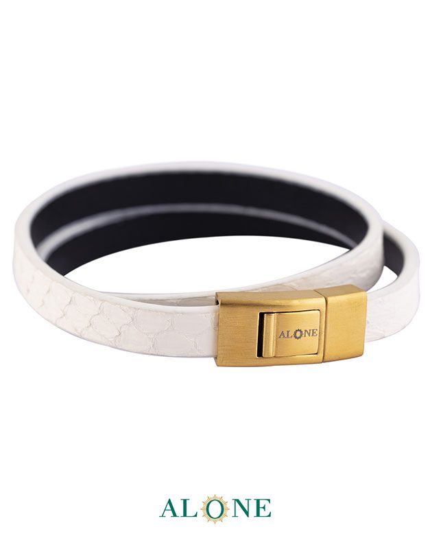 بند مچ چرم دو دور سفيد-مشكي 7-10-2068 - Image 2