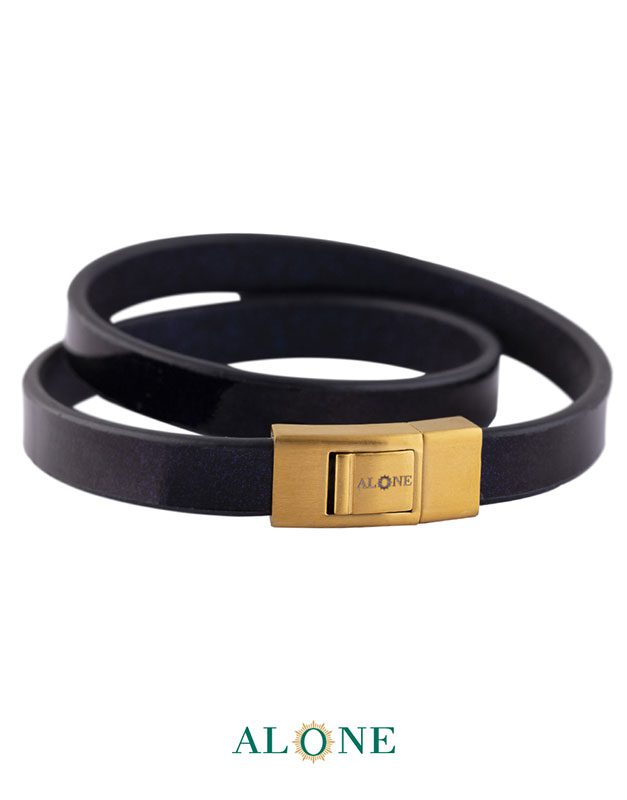 بند مچ چرم دو دور سورمه اي براق-مات 7-2066 - Image 2