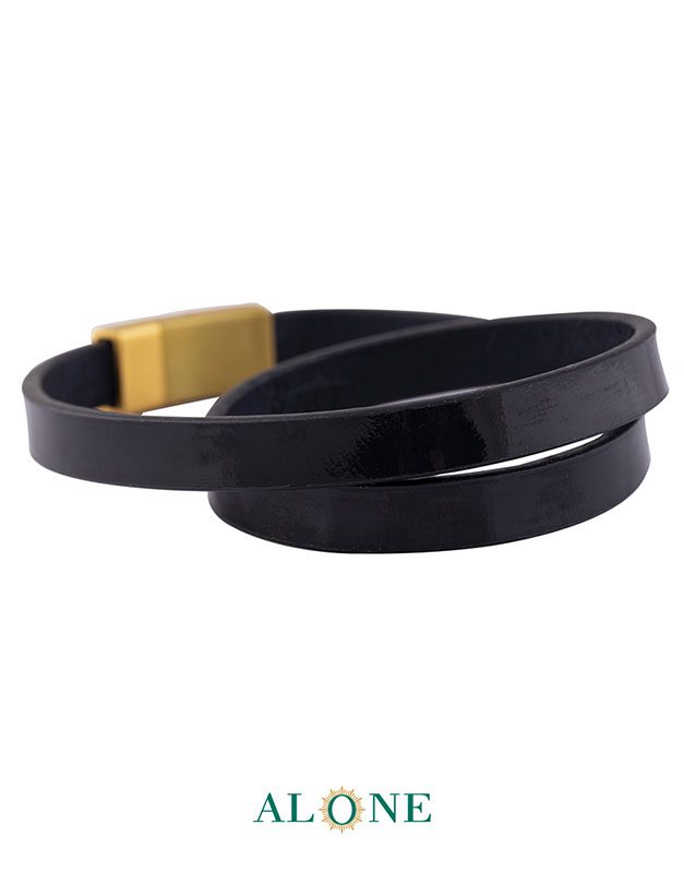 بند مچ چرم دو دور سورمه اي براق-مات 9-2070