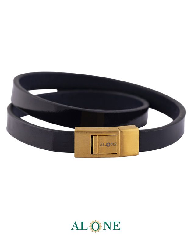 بند مچ چرم دو دور سورمه اي براق-مات 9-2070