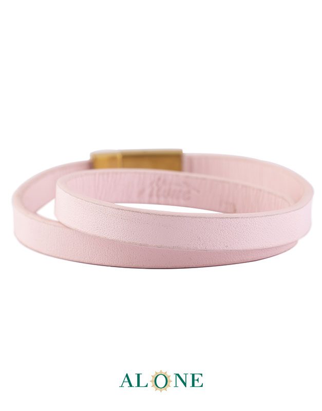 بند مچ چرم دو دور صورتي 19-2068