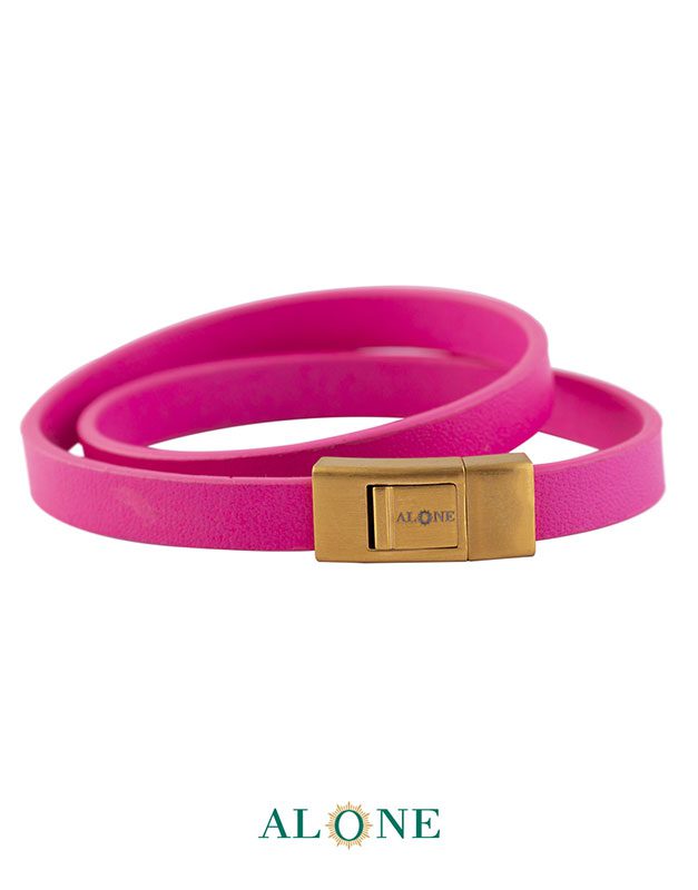 بند مچ چرم دو دور صورتي 5-2066 - Image 2