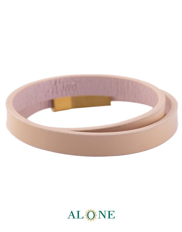 بند مچ چرم دو دور صورتي براق-مات 1-9-2066