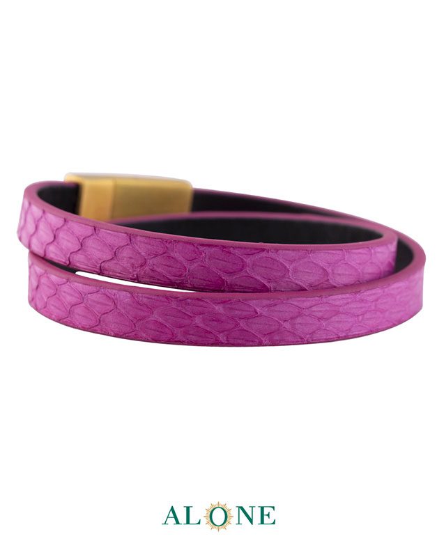 بند مچ چرم دو دور صورتي-مشكي 10-10-2068