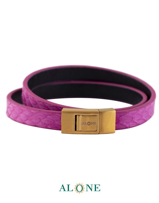 بند مچ چرم دو دور صورتي-مشكي 10-10-2068 - Image 2