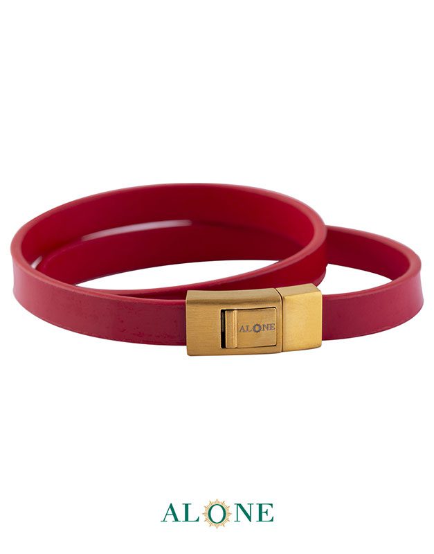 بند مچ چرم دو دور قرمز براق-مات 15-2070 - Image 2