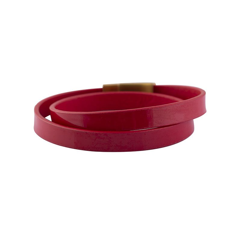 بند مچ چرم دو دور قرمز براق-مات 8-2066