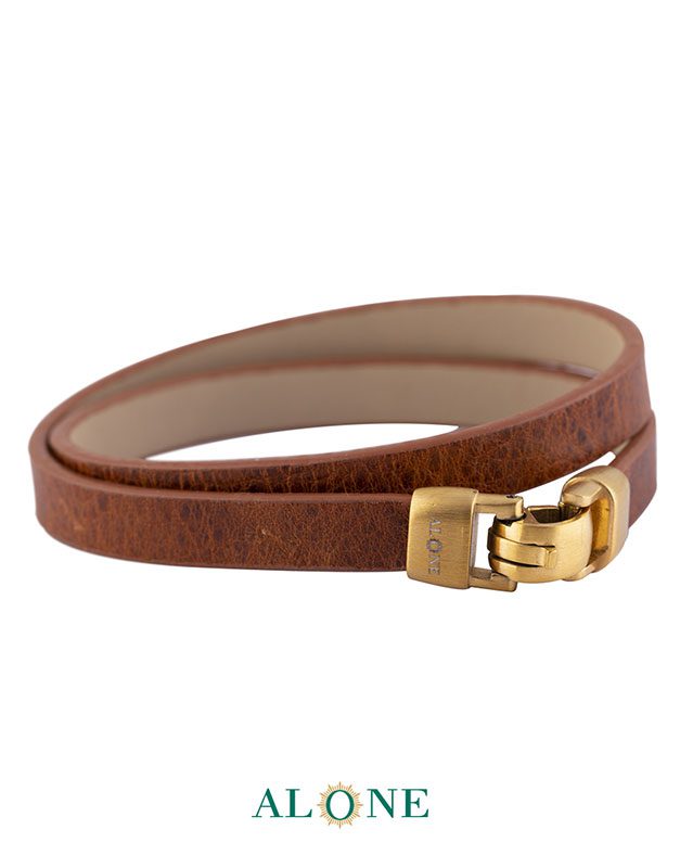 بند مچ چرم دو دور قهوه اي-كرم 2-2066 - Image 3