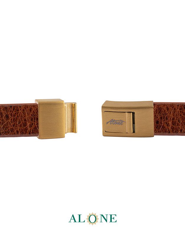 بند مچ چرم دو دور قهوه اي-كرم 2-2066 - Image 2