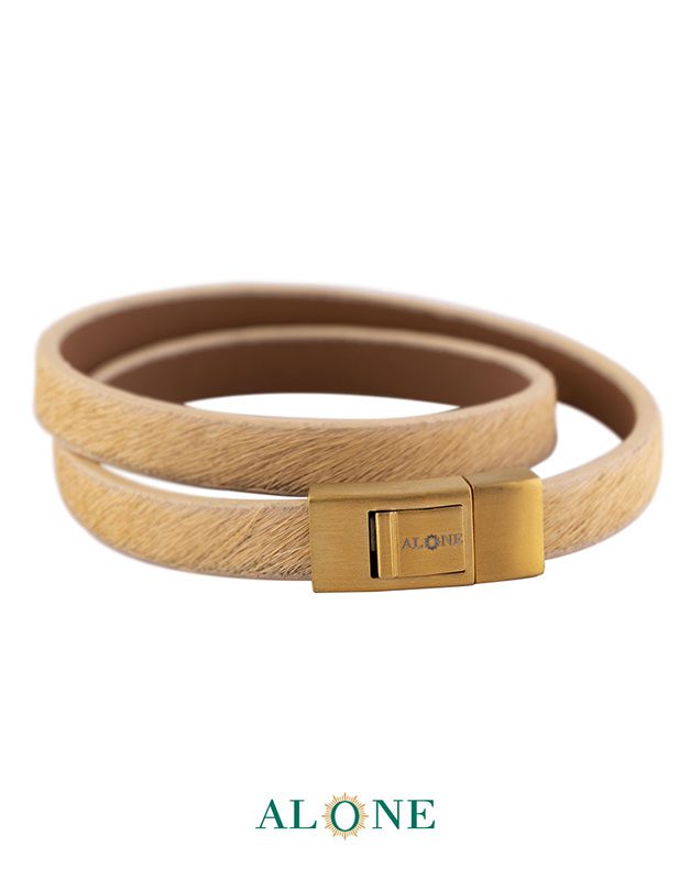 بند مچ چرم دو دور كرم-قهوه اي 13-2066 - Image 2